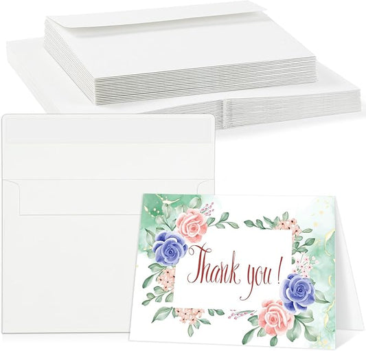 Prudiut 20 Sets Watercolor Cards with Envelopes, 140 lb/300 GSM Watercolor Paper Cards, 5x7 Inch Foldable Blank Cards and Envelopes for Wedding Invitations Greeting Thank You Mothers Day Gifts Card