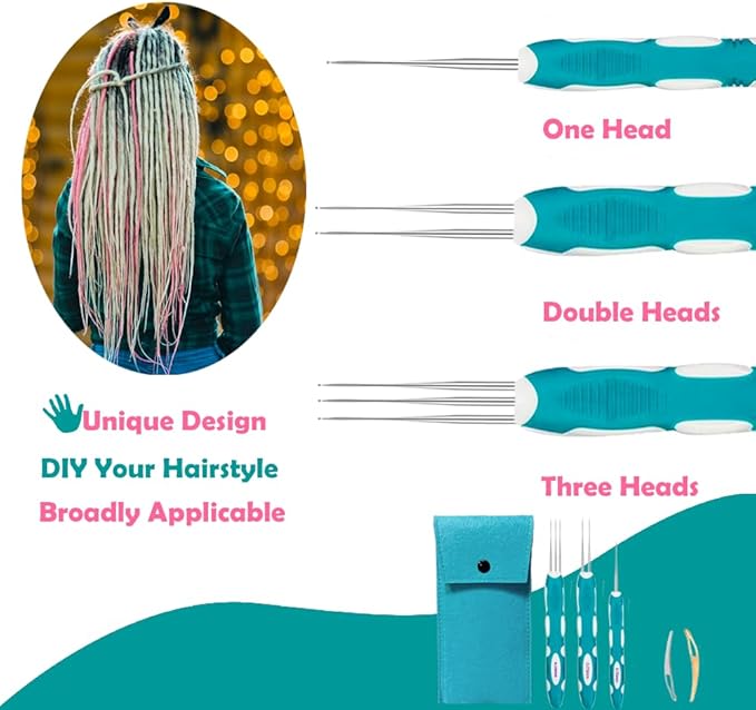 Yarniss Dreadlocks Crochet Hooks with Ergonomic Handle,0.75mm Hair Crochet Needle for Loc Braid