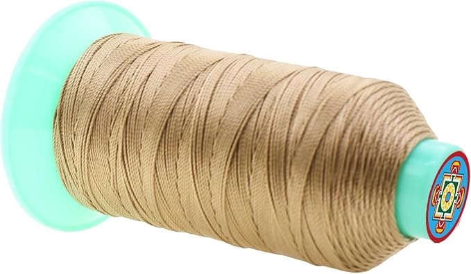Mandala Crafts Size 346 210D T350 Bonded Nylon Thread - Khaki 415 YDs Tex 350 Heavy Duty Sewing Threads for Leather, Jeans, Weaving, Outdoor Marine Upholstery