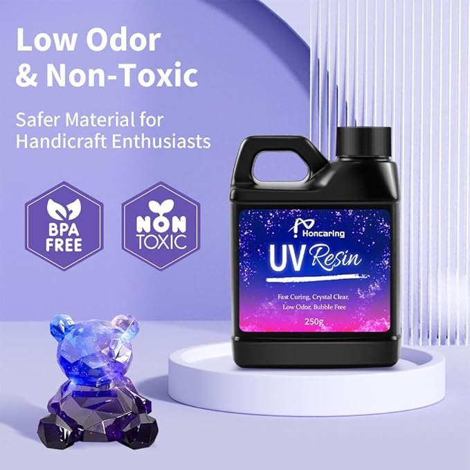 uv resin 1000g, hard type clear beginner-friendly kit, upgraded formula & crystal clear for jewlery making, art craft, 250g*4 resin uv kit for earring, pendant, diy