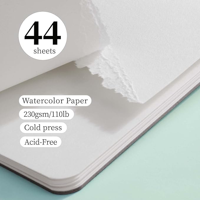 SEMLEART Watercolor Journal - Compact & Portable, 2 Pack, Cold-Pressed, 110lb/230gsm - Ideal for Sketching and Watercolor Painting on The Go (6.5×6.5in)