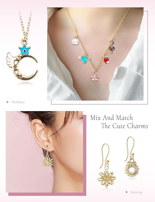 JIALEEY 300Pcs Assorted Gold-Plated Enamel Charms for Jewelry Making - Earring, Necklace, Bracelet