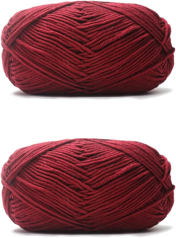 Acrylic & Cotton Blended Knitting and Crochet Yarn Soft Medium Yarn, Breathable and Skin Friendly for Baby Garments, Scarves, Hats, and Craft Projects 200g 16-Wine