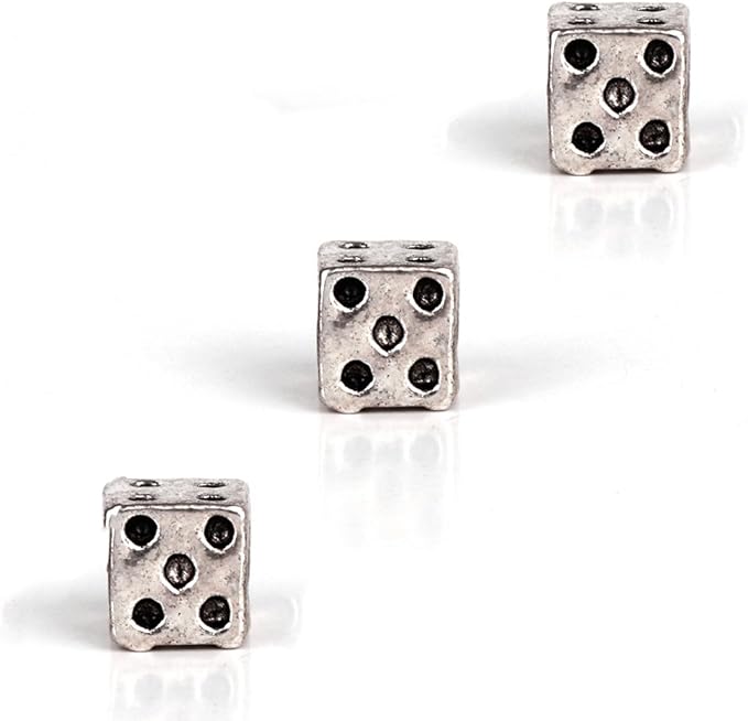 RUBYCA 30pcs Tibetan Silver Tone Spacer Beads Fit European Charms Bracelet Dice Design
