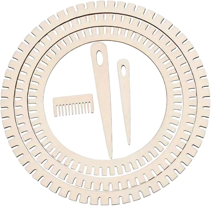 Wood Knitting Loom Kit DIY Weaving Art Easy to Use Weaving Tools Weaving Supplies for Scarf Knitted Crafts Craft Enthusiasts, Round 6pcs Set