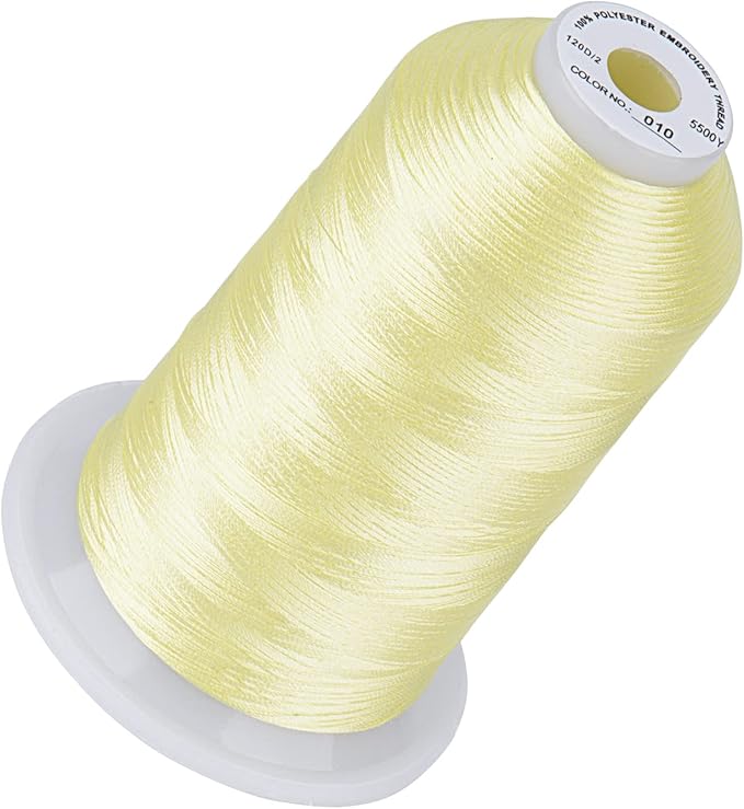 Simthread 5500Yds Embroidery Thread, 5000M High-Yardage 40WT 100% Polyester Thread – 170+ Vivid Colors, High-Speed Rated – Compatible with Brother, Singer, Janome & More - Cream Brown 010