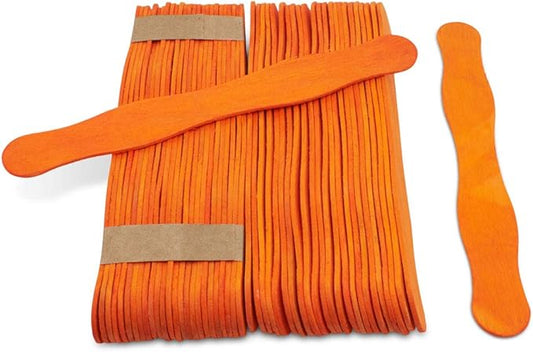 Wooden Orange 8" Fan Handles, Wedding Programs, Paint Mixing, Pack 300, Jumbo Craft Popsicle Sticks for Auction Bid Paddles, Wooden Wavy Flat Stems for Any DIY Crafting Supplies Kit, by Woodpeckers