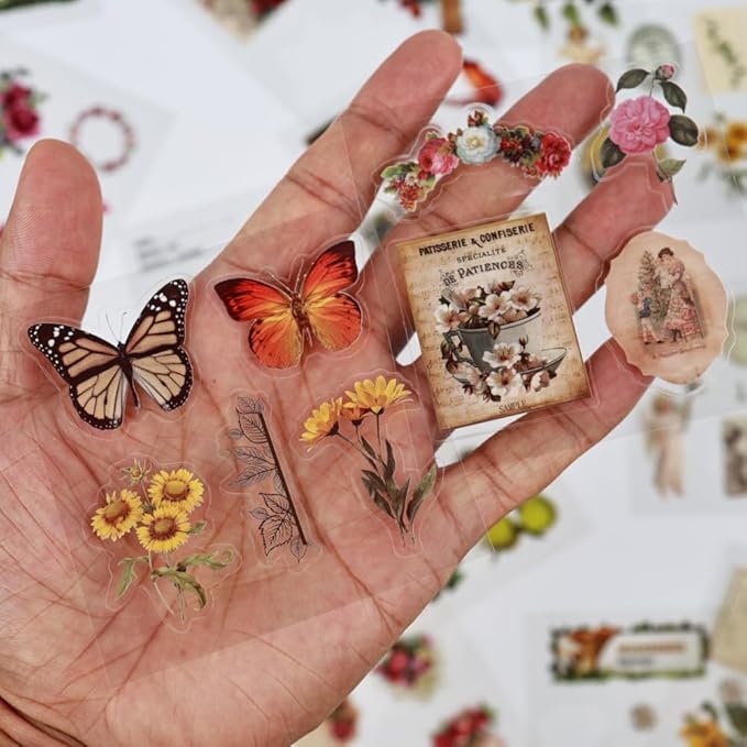 510PCS Scrapbook Kits for Adults, Vintage Aesthetic Journaling Stickers Ephemera for Junk Journal Supplies, 100 Sheets Diecut PET Scarpbook Stickers for Scrap Booking Supples, Bujo, DIY Crats Ars