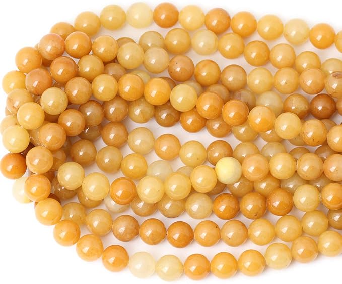 cheavian 35pcs 10mm natural yellow jade multi-color gemstone round loose beads for jewelry making diy handmade materials 1 strand 15"