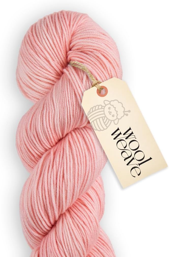 Superwash Merino Wool Yarn for Knitting & Crocheting - Premium Hand Dyed Light Pink Yarn, 100gr, 240 Yards, Dk Weight - Luxurious, Soft & Durable