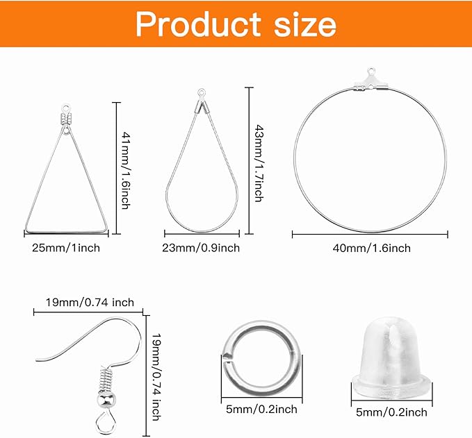 354pcs jewelry making earrings supplies earring making kit with teardrop triangle round beading hoop,earring hooks,jump rings,earring backs for diy earrings craft(white k)