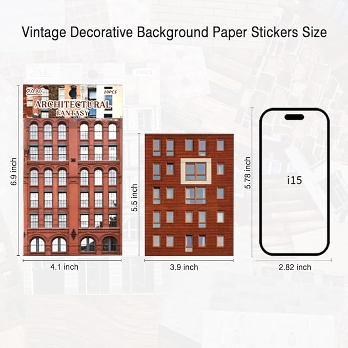 Retro Wall Pattern Collection Self-Adhesive Background Stickers for Journaling and Scrapbooking Supplies, 40 Sheets 5.5x3.9 Inches Vintage Decorative Stickers for Wall Collage Scrap Book Paper Crafts