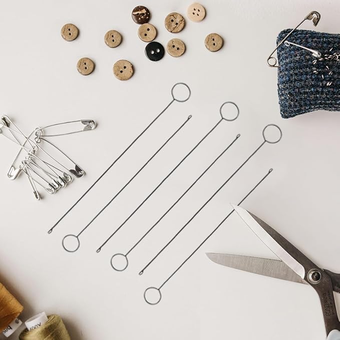 6 Pcs Sewing Loop Turner Hook, Crochet Sewing Supplies, Stainless Steel Loop Turner Hook for Fabric, Strips, DIY Accessories