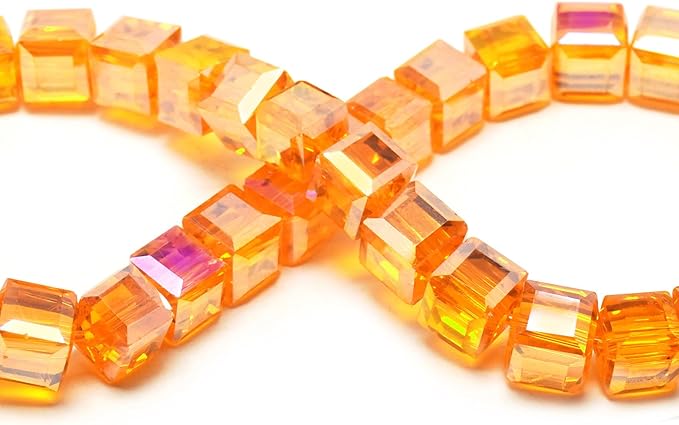 6mm Sparkle Cube Crystal Beads for Jewelry Making - Faceted Spacer Beads for Bracelets(94-100pcs, Gold Magenta)