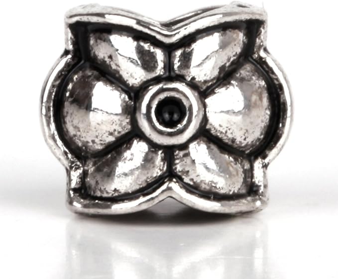 RUBYCA 50pcs Tibetan Silver Tone Spacer Beads Fit European Charms Bracelet Flower Design