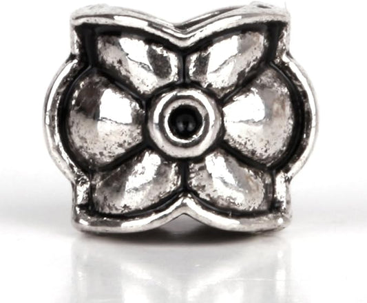 RUBYCA 50pcs Tibetan Silver Tone Spacer Beads Fit European Charms Bracelet Flower Design