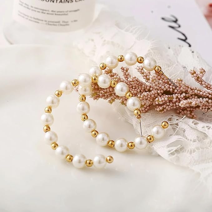 1662 Pcs Pearl Beads for Bracelet Making Kit Gold Spacer Beads for Jewelry Making Pearl Bow Bracelet Bead Charms Necklace Earrings DIY Craft for Women Adult Pearls Bead for Crafting