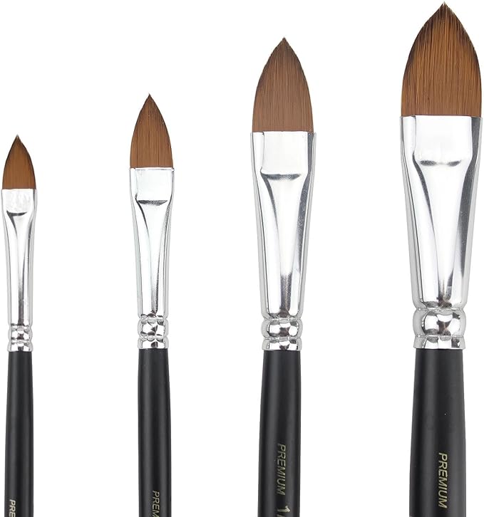 Cat Tongue Watercolor Brushes Set - 4 PCS Oval Wash Paint Brushes for Acrylic Painting, Water Color Brushes for Adult Floral Petal Artist Paintbrushes