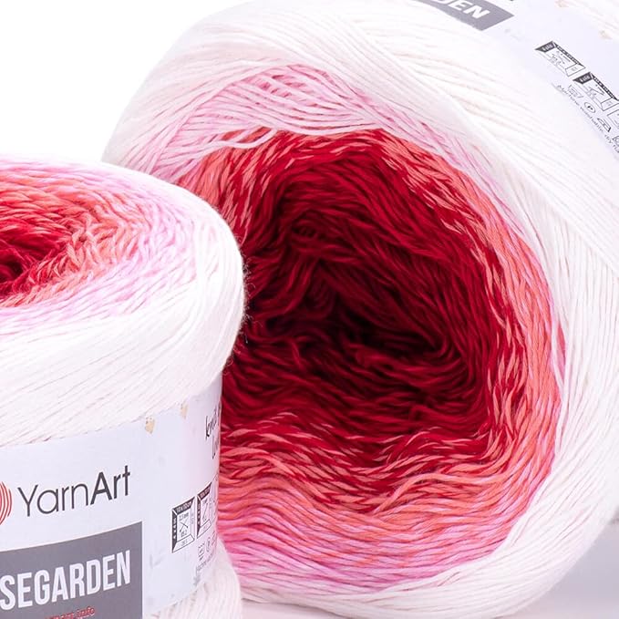 Yarn Art Flowers Rosegarden 100% Cotton 250gr 8.80 oz 1094yds Multicolor Cotton Yarn Rainbow Crochet Yarn Spring Summer (304)