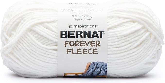 Bernat Forever Fleece White Noise Yarn - 2 Pack of 280g/9.9oz - Polyester - 6 Super Bulky - 194 Yards - Knitting/Crochet