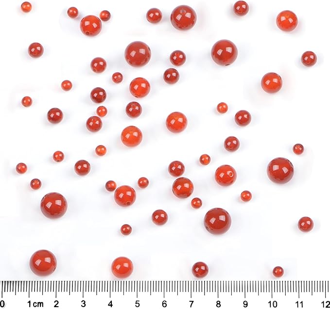 bymitel 210pcs natural crystal beads stone gemstone round energy healing loose beads with stretch cord for jewelry making bracelets anklets (carnelian, 6mm 210pcs)