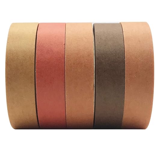 EnYan Solid Color Washi Tapes Set, 5 Rolls Basic Collection Decoration 10mm Wide Japanese Masking Decorative Tapes for Bullet Journal Planners DIY Crafts Arts Scrapbooking Adhesive