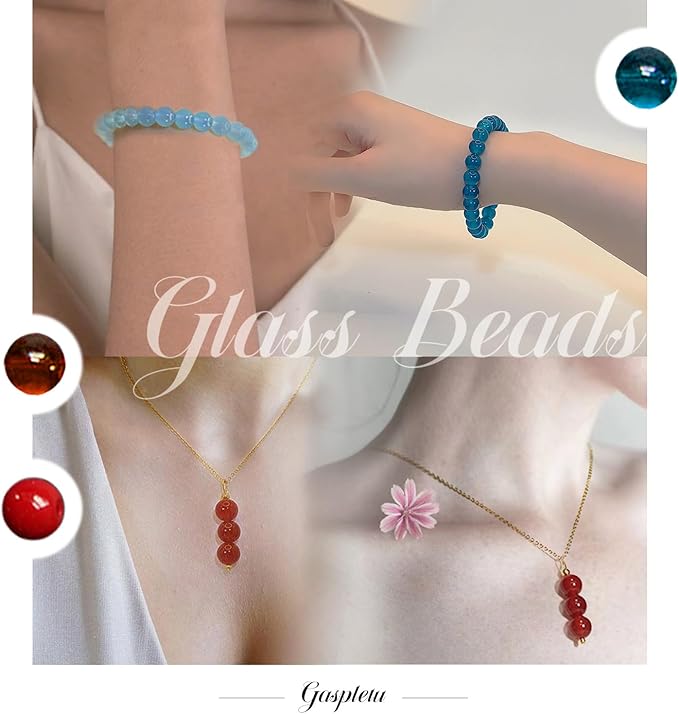 1200PCS 8mm Glass Beads for Jewelry Making, 24 Colors Crystal Beads Bracelets Making Kit, 2 Box Round Beads Suitable for Beginners