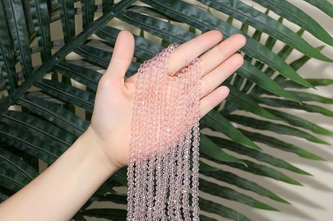 DUQGUHO Crystal Pink Beads,500 Pcs Glass Beads for Jewelry Making Loose Beads Bulk Glass Beads for Bracelets Crafts Earring 6/8mm