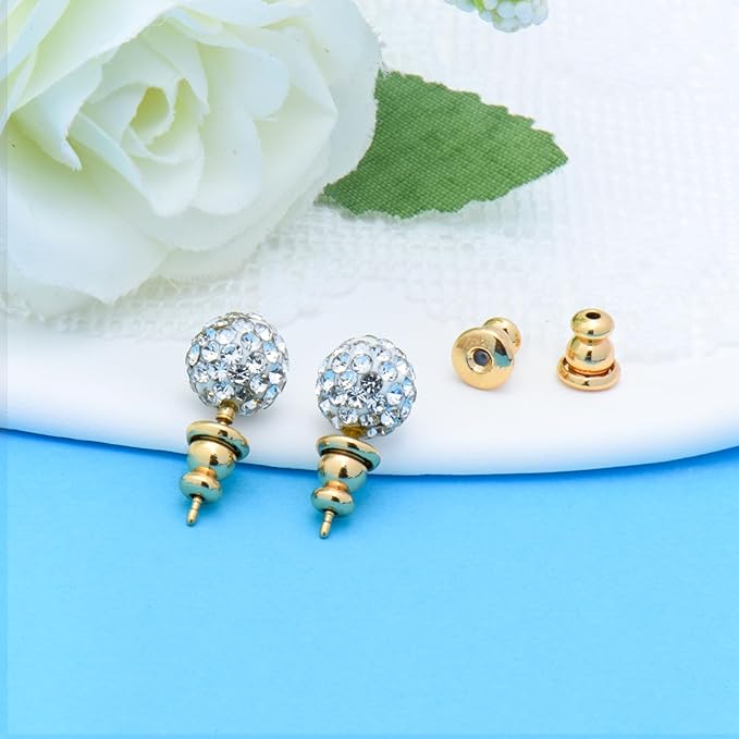 earring backs replacements,bullet earring backs for studs/droopy ears, secure locking backings for sensitive ears, hypoallergenic&comfortable (gold 6 pcs)