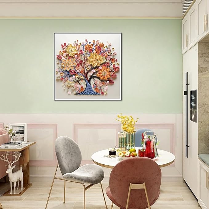 SJUTOUCI Diamond Art Painting Kits for Adults, 5D Tree of Life Special Shape Diamond Art for Beginners, Crystal Rhinestones Dots Bead Art for Home Wall Decoration Gift 12×12inch