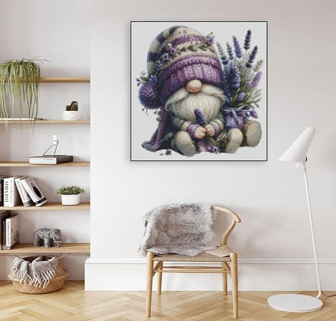 gnome stamped cross stitch kits flower gnome cross stitch patterns,dimensions cross stitch kits embroidery kit arts and crafts for beginners 13.7x13.7 inch