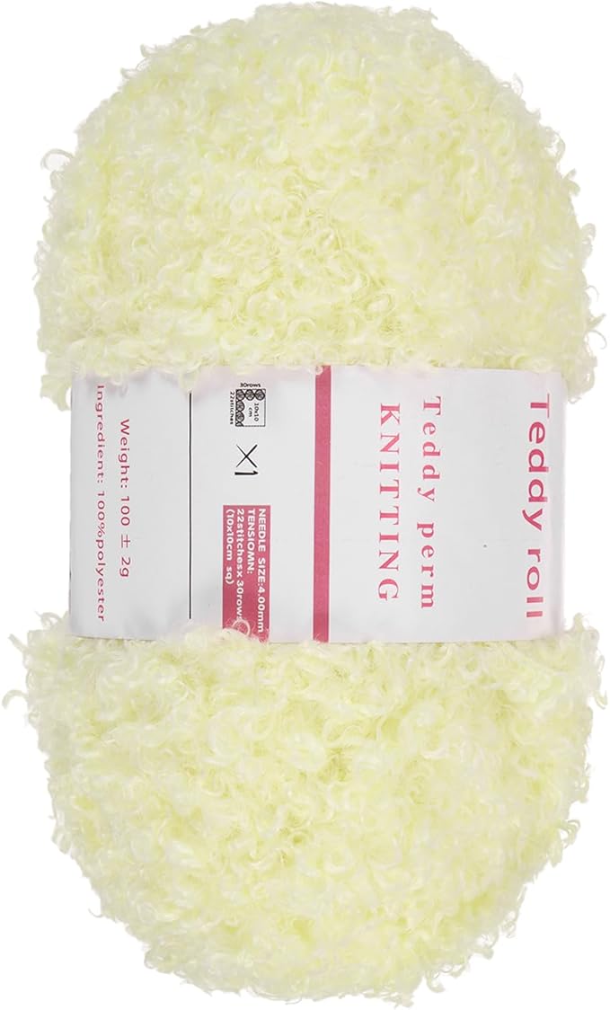 MECCANIXITY Fur Yarn Soft Fluffy Chunky Yarn Fuzzy Eyelash Yarn Light Yellow for Crocheting Knit Clothes Bag - 55Yard/50m, 3.47ozx1
