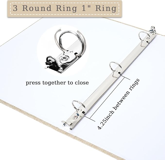 3 Ring Photo Album with Sticky Pages, Linen Scrapbook for Easy Customization - Perfect for 2x3, 4x6, 5x7, 8x10 Photos - 20 Sheets for Family Memories & Crafting