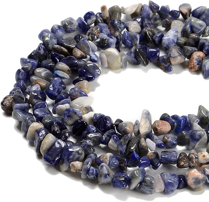 7-8mm Natural Blue Sodalite Gemstone Chips Beads Healing Crystals Waist Bracelets Necklace Kit Irregular Stone DIY Crafts Design Jewelry Making
