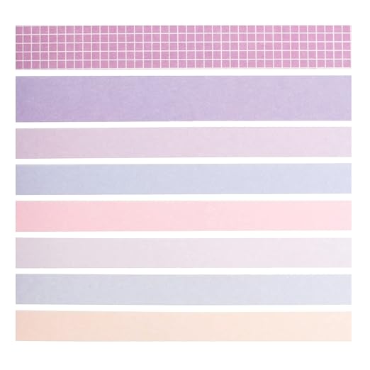 YUBBAEX 8 Rolls Basic Washi Tape Set Solid Color Grid Masking Decorative Tapes for Arts, DIY Crafts, Journals, Planners, Scrapbooking, Wrapping (Violet)