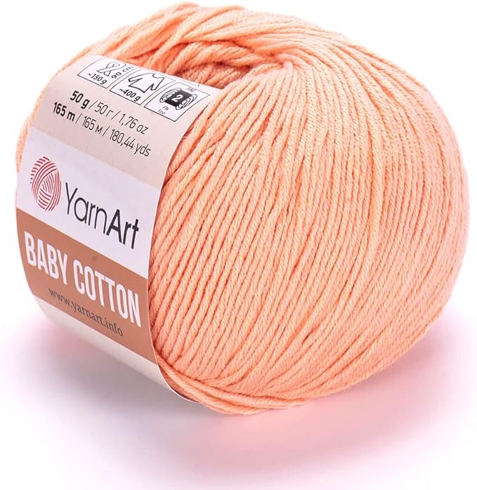 YarnArt Baby Cotton Yarn - Soft Knitting Yarn for Baby & Summer, 50% Cotton 50% Acrylic, 1.76 Oz, 180.44 Yds, Ideal for Amigurumi & Crochet Projects (1, 412)