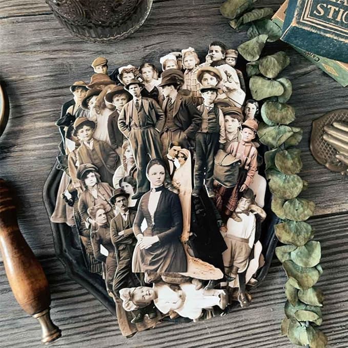 Vilikya 83Pcs Dark Academia Paper Dolls for Junk Journal Supplies, Vintage Cardstock People Cutouts for Scrapbook Kits, Collage Ephemera for Junk Journals, Thick Decorative Papers for Room Decor Wall