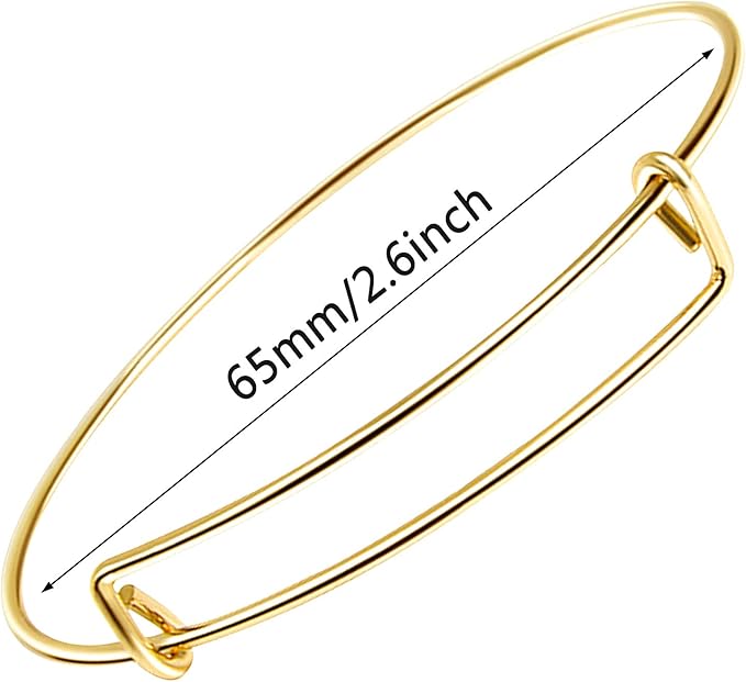 UPINS 60Pcs Expandable DIY Jewelry Making Blank Bracelets Women Adjustable Wire Bracelets, Silver & Gold