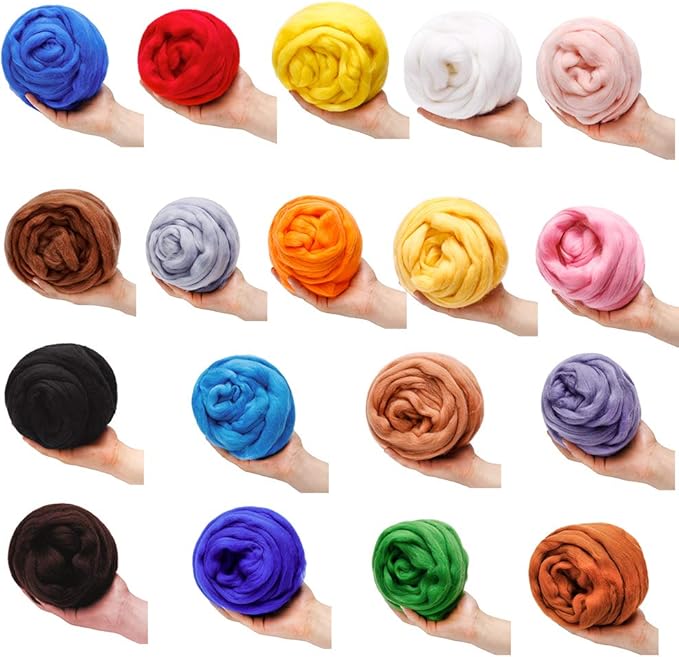 3.53oz Wool Roving: Needle Felting Wool White Roving Wool Felting Supplies Pure Wools Chunky Yarn Spinning Wool Roving for Needle Felting Wet DIY Hand Spinning
