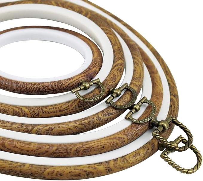 guofa 11'' oval embroidery hoop for cross stitch, 2pcs imitated wood pastic hoops for arts hanging decoration