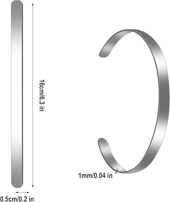 Hicarer 18 Pieces Adjustable Cuff Bracelet Blanks - Stainless Steel Bangle for DIY Jewelry Making, 1/5 x 6 Inch