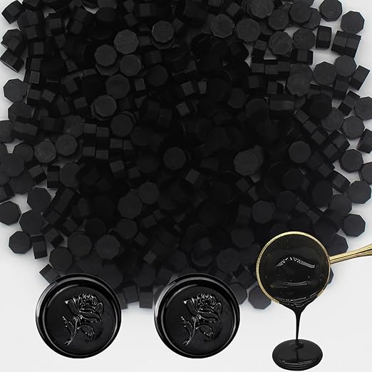 600pcs black wax seal beads, andotopee premium sealing wax pellets for stamp seals, wedding invitations, letter envelopes, scrapbook diy crafts & formal documents