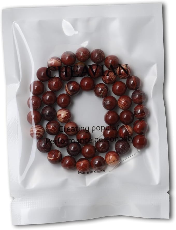 45PCS 8mm Natural Red Snake Skin Jasper Round Loose Beads for Jewelry Making DIY Gifts Arts Crafts Materials 1 Strand 15"