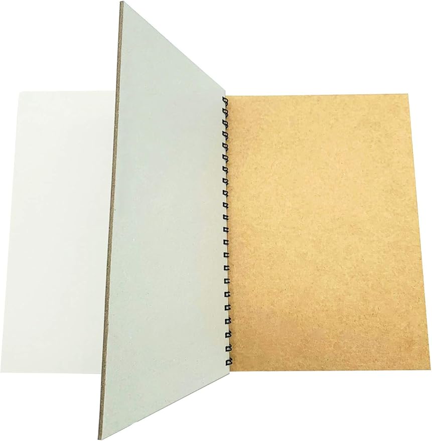 BGJRBY Spiral Sketch Book Large Notebook（Built-in drawing board） Kraft Cover Blank Sketch Pad Wirebound Sketching for Drawing Painting 8.6x11.4-Inch (1 Pack) 200 Pages, 100 Sheets