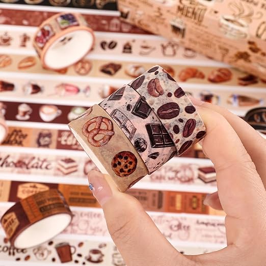 20 Rolls Coffee Theme Washi Tape Set, Writable Decorative Tapes for Scrapbooking, Junk Journal Supplies, Bullet Journaling, Bullet Journaling, 0.6"x79" per Roll