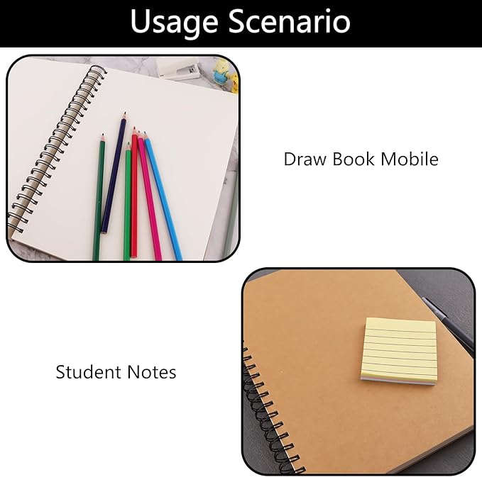 BGJRBY 8.6 inch x11.4 Inch Spiral Sketch Book Large Notebook（Built-in drawing board） Kraft Cover Blank Sketch Pad Wirebound Sketching for Drawing Painting (2 Pack) 200 Pages, 100 Sheets