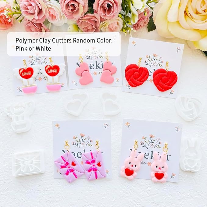 Valentine’s Day Polymer Clay Cutters Set – Romantic Polymer Clay Molds, Clay Cutters, Clay Earring Cutters, Clay Tools