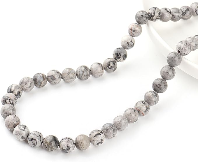 Natural Stone Beads for Jewelry Making - 10mm Round Gemstone Beads for Bracelets(34-37pcs, Map Jasper)