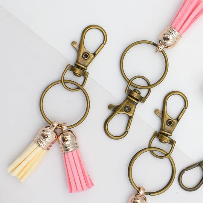 60 Pcs Premium Bronze Swivel Clasps Lanyard Snap Hooks with Key Rings, Key Chain Clip Hooks Lobster Claw Clasps for Keychain Clip Lanyard, Jewelry Making, DIY Crafts