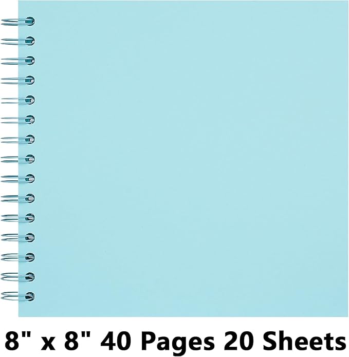 8X8 Inch DIY Scrapbook Photo Album, Kraft Blank Paper Scrap Book 40 Pages Memory Book for Wedding Family, Light Blue